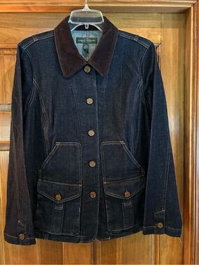 Lauren Jeans Company Indigo Denim Jacket with Brown Corduroy Collar